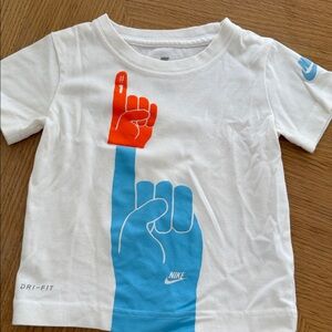 Nike White Short-Sleeve Tee with Blue & Orange Hand Graphic